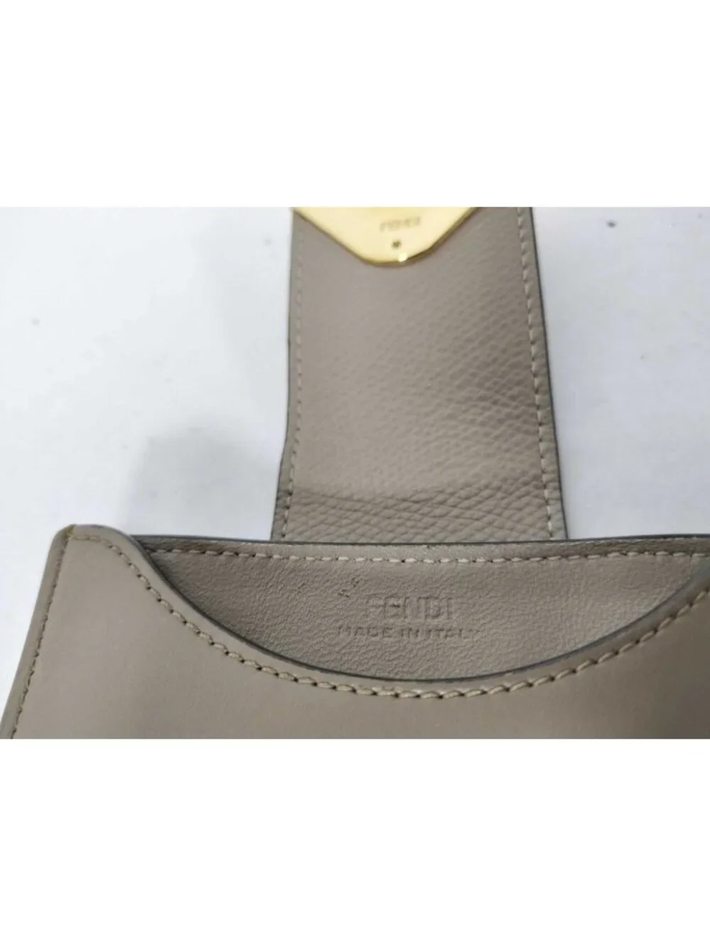 Fendi Shoulder Bag FF Diamond Phonepouch Greige Type Leather Smartphoneshoulder